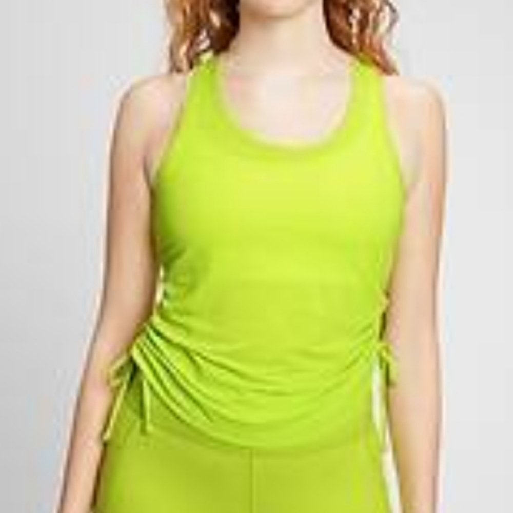Gap tank top GapFit CDry active ruched side tie citron lime green M